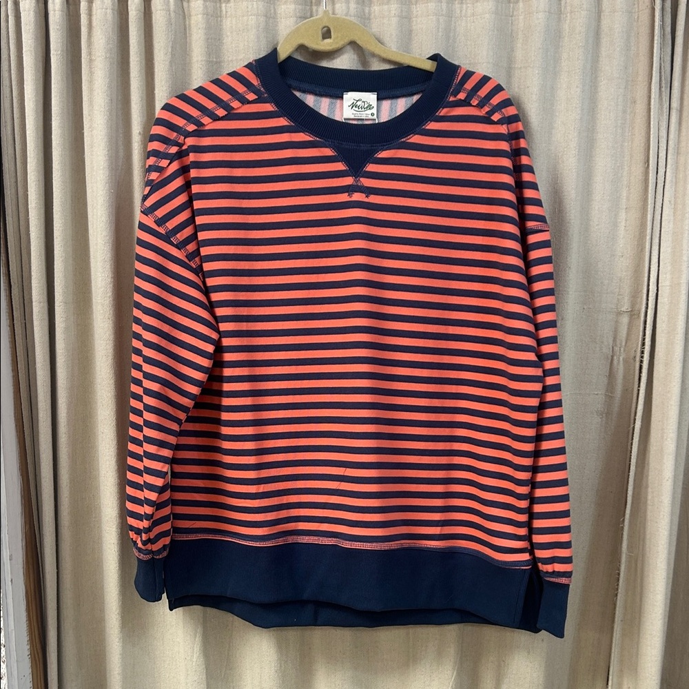 Very J - Striped Crewneck Sweater in Navy and Coral